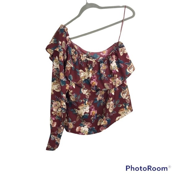 Walter Baker Donna floral one shoulder ruffle blouse. - Picture 3 of 8